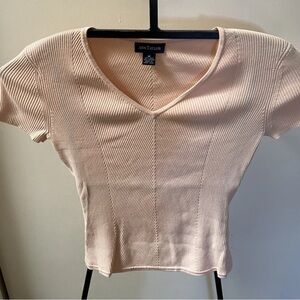 Ann Taylor Pink Ribbed Fitted Blouse
